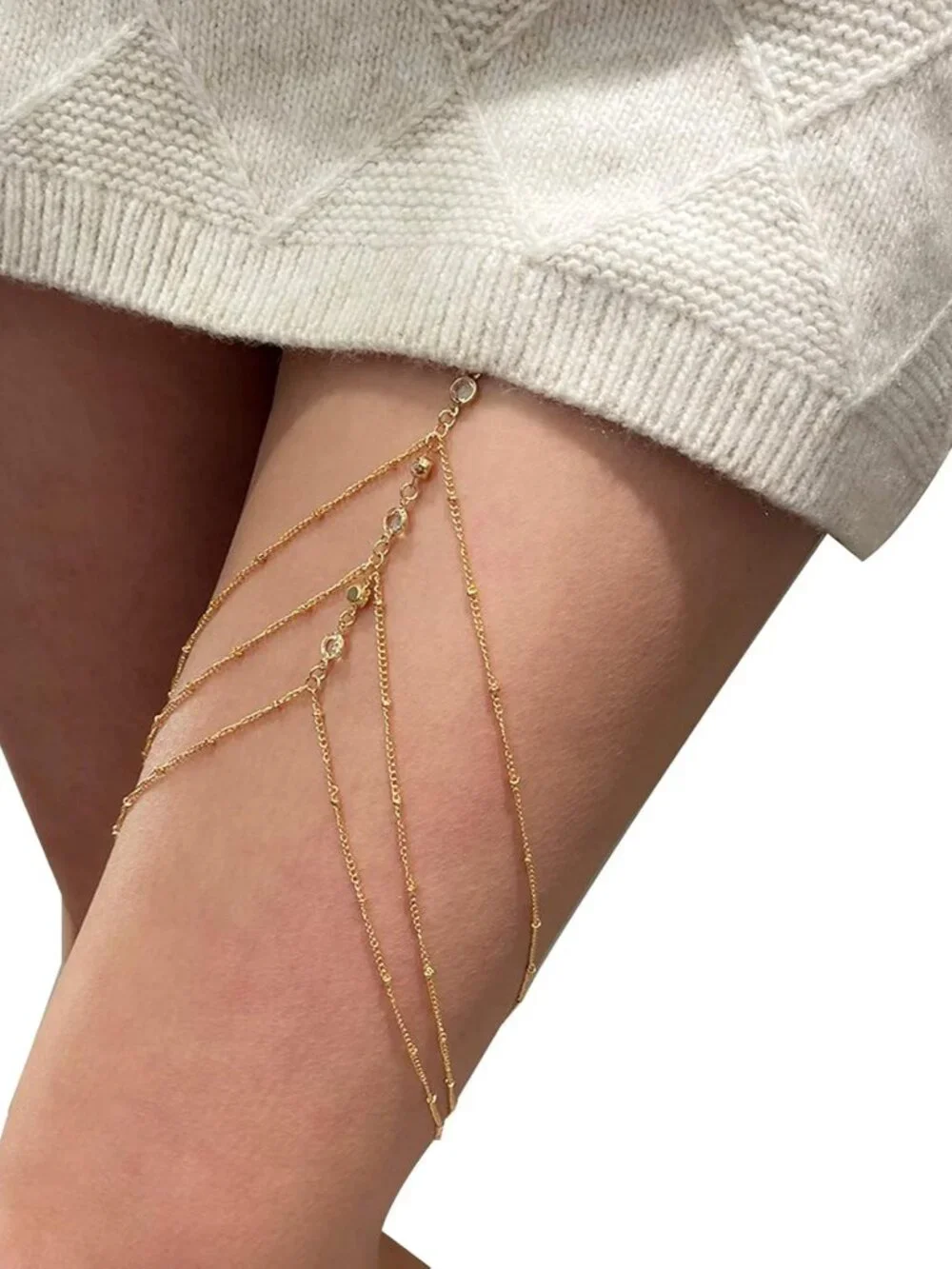 Sexy Beach Multi-layer Leg Chain Jewelry - Elasticity Thigh Leg Chain for Women